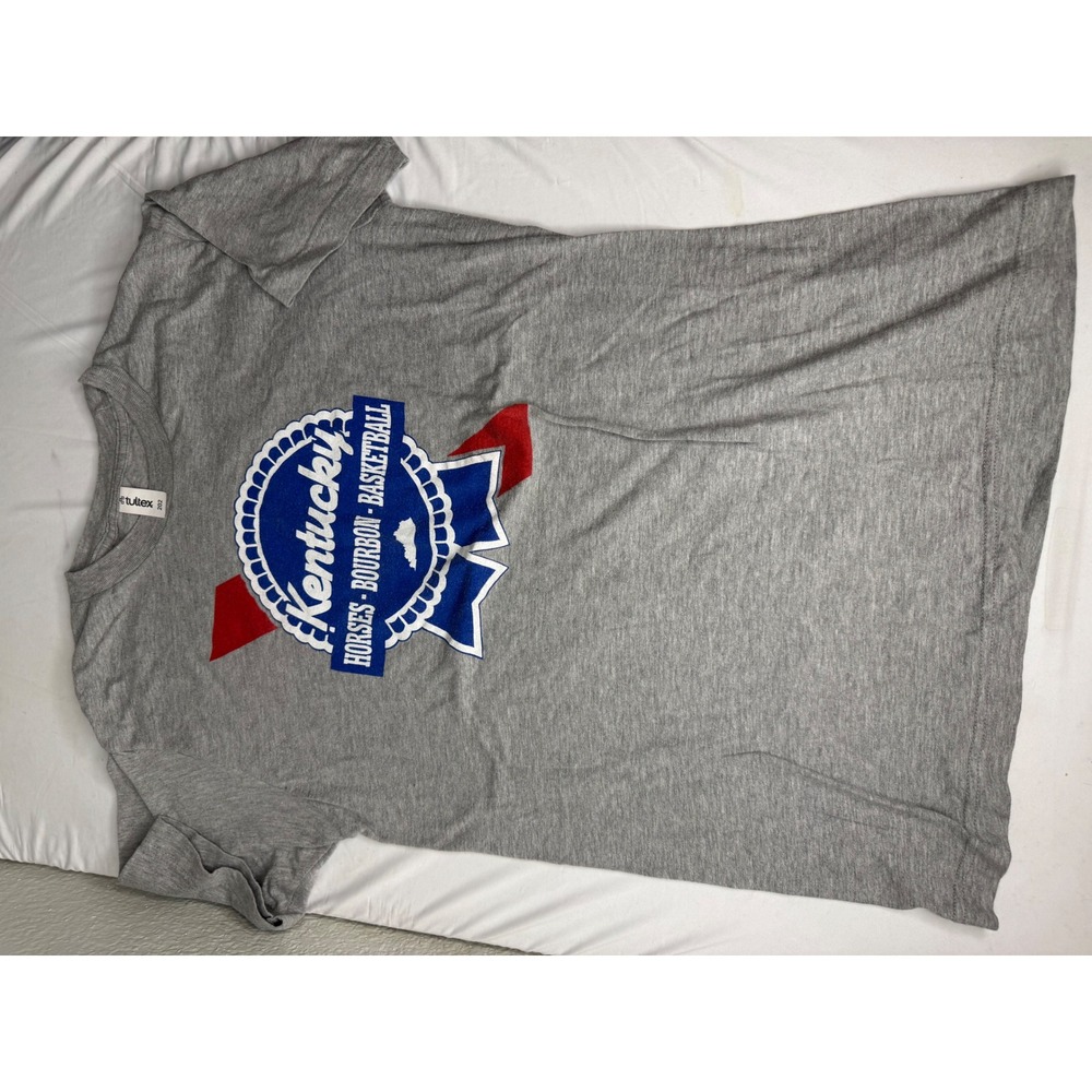 Tultex Kentucky Horses Bourbon Basketball Graphic T-Shirt Gray Mens Medium